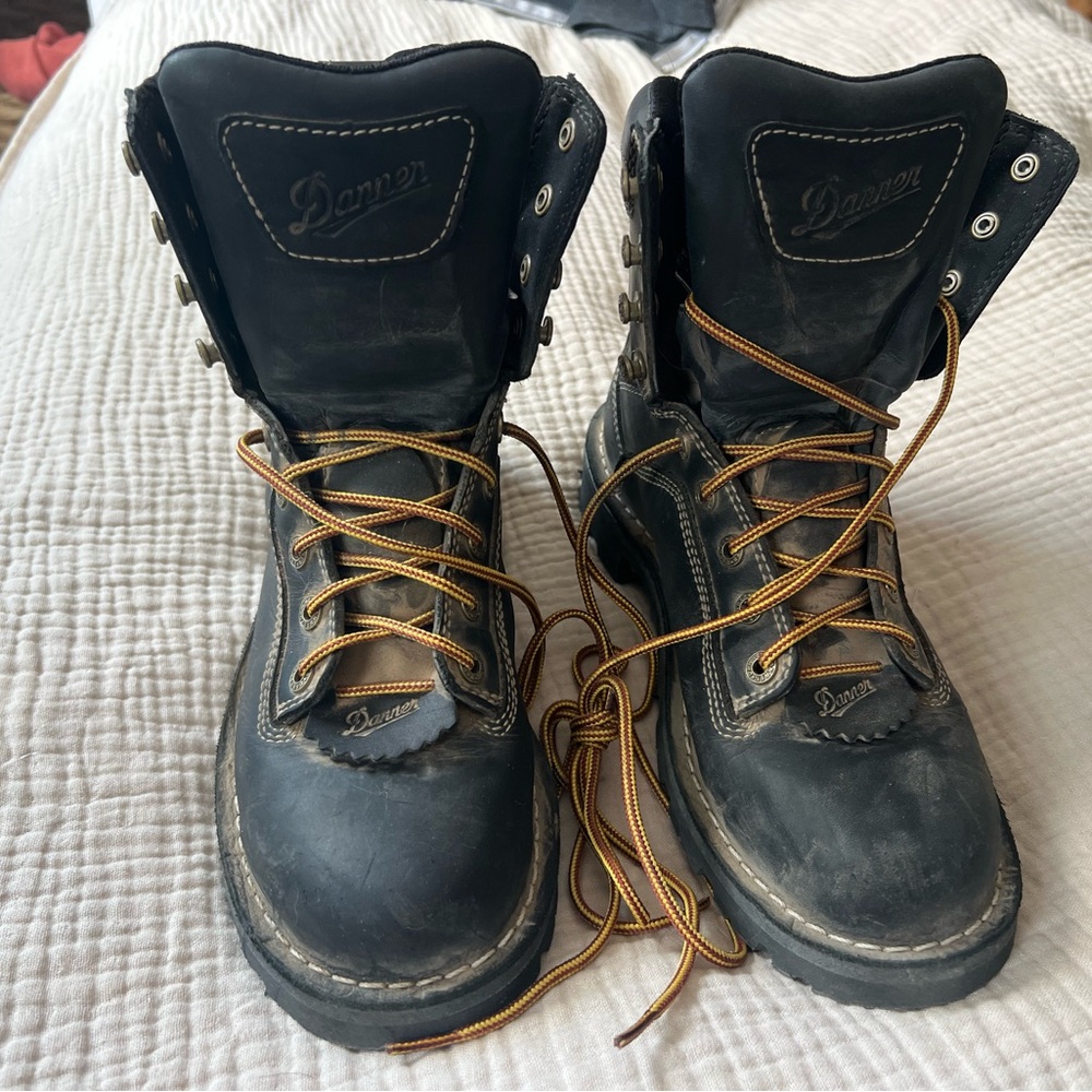 Danner Black Logger Boots with Tan Laces